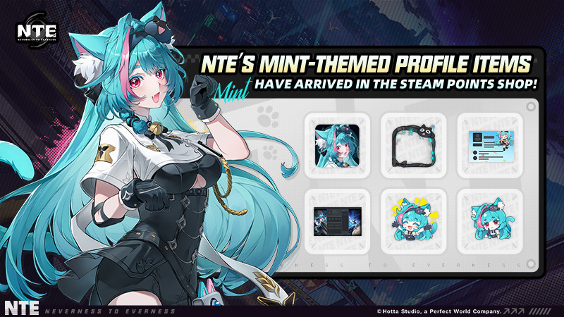 NTE's Mint-themed profile items have arrived in the Steam Points Shop!